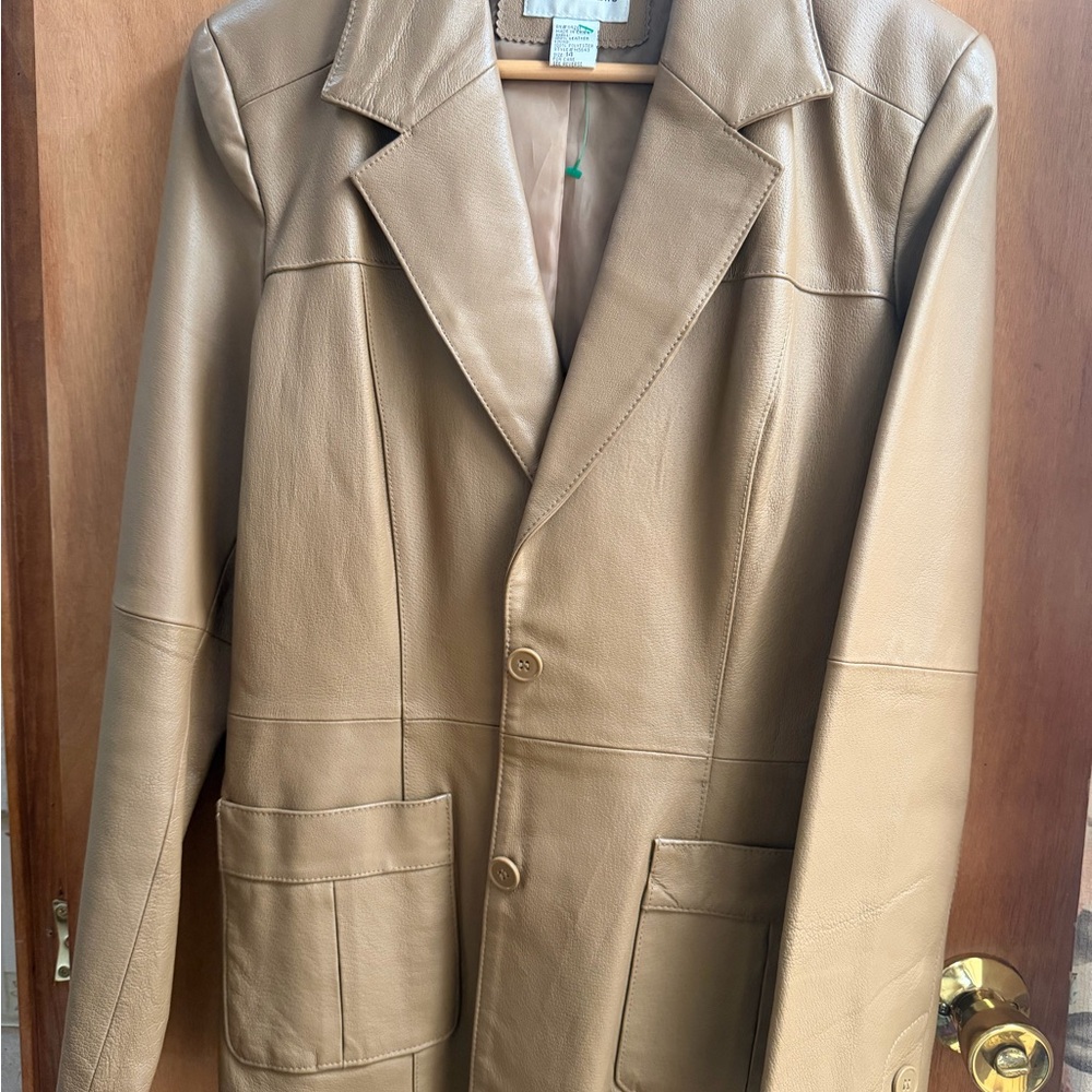 Newport News Tan Leather Blazer Jacket